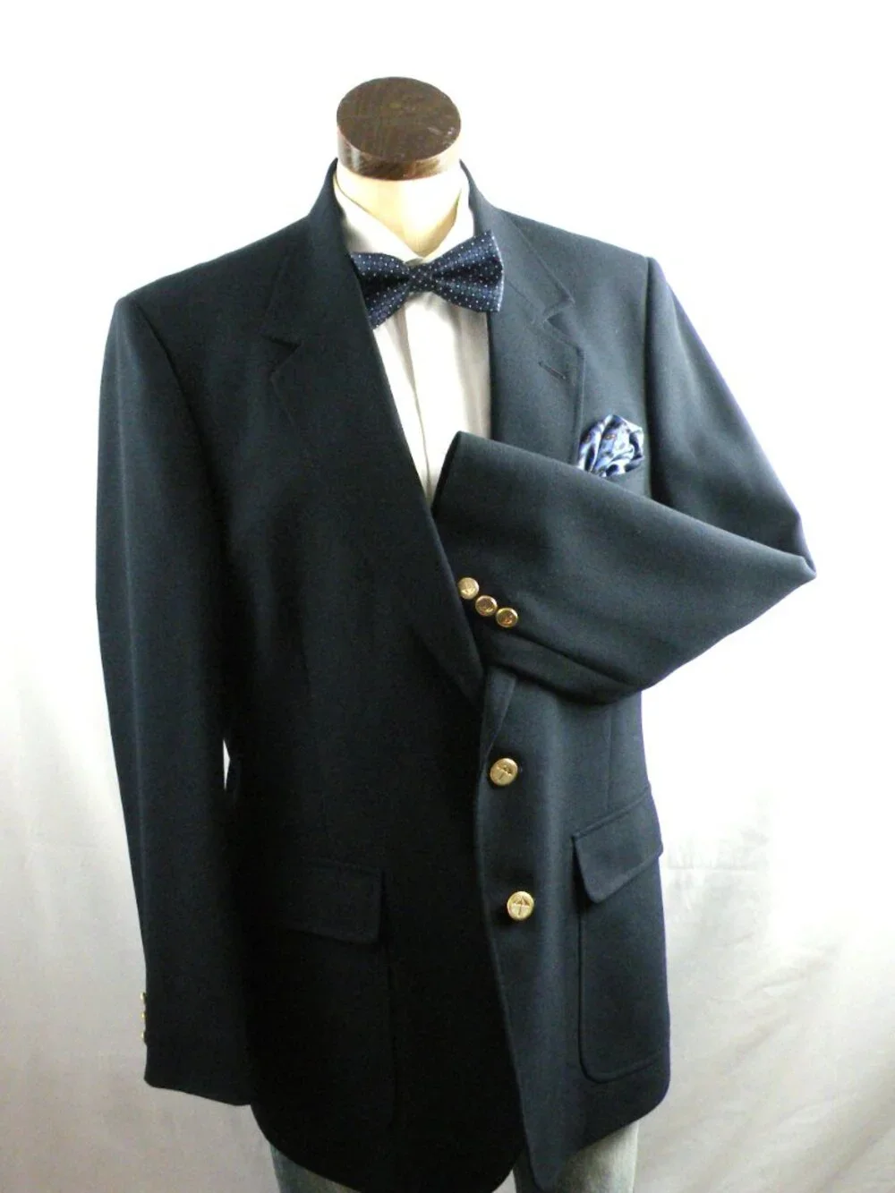 Vintage ARNIE Blazer Sport Coat 42R Navy Masters Jacket Wool Blend Gold Buttons